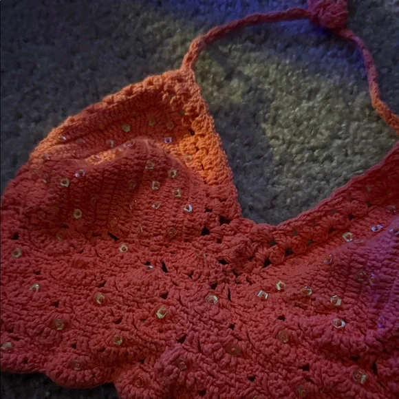 Orange Crochet Halter Top - Picture 5 of 7